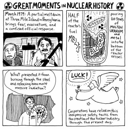 Comic explaining that Three Mile Island was not a disaster due to luck