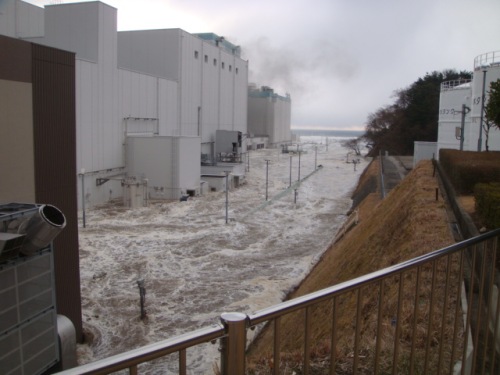 Tsunami overrunning Fukushima Daini nuclear power plant