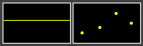 [image on left shows horizontal line, on right is a selection of dots]