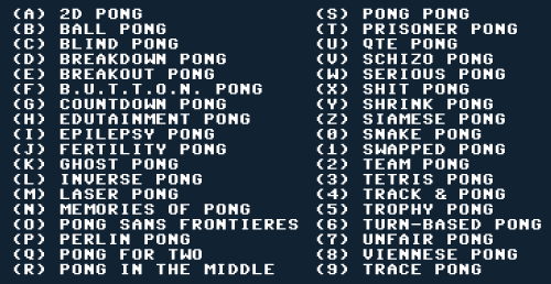 PONGS screenshot (menu)
